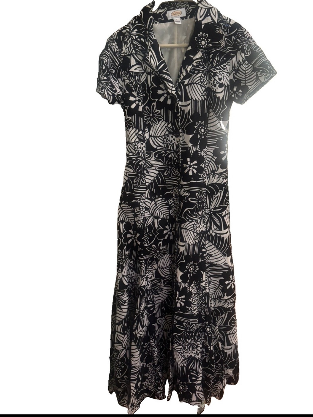 Talbots Black & White Floral Maxi Dress